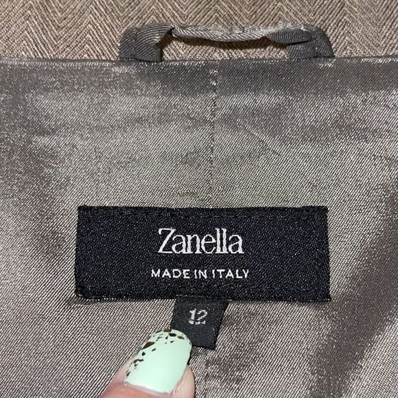 Zanella Blazer Amanda Herringbone Wool Blend Career Neutral Beige - Picture 6 of 8